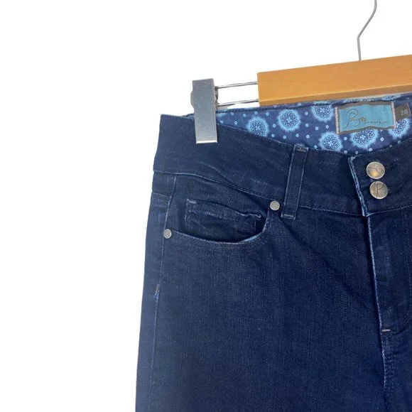 Paige Women's Hidden Hills Blue Dark Wash High Rise Bootcut Denim Jeans US 28 - Picture 3 of 11